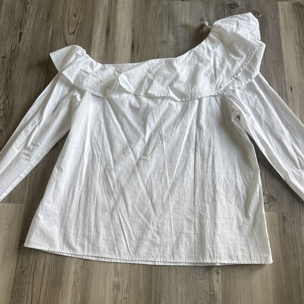 NWT Gap Long Sleeve Off The Shoulder White Cotton Boho Blouse Small